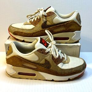 Nike Air Max 90 Womens Size 7.5 AMD Brown Snakeskin Infrared Coral Lava 95